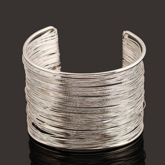 ❤️ NEW Silver-tone Wire Wrap Cuff Bracelet 2 1/4" Show Stopper - Picture 5 of 5